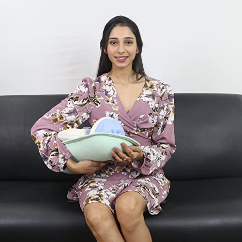 HOOPA 2-in-1 Infant Carrier for Newborn (0–4 Months) | Reclined Carrying & Breastfeeding Support | Strong Back Support | Indoor & Outdoor Use | Feeding Pillow | Nursing pad | Mint Green - Image 4