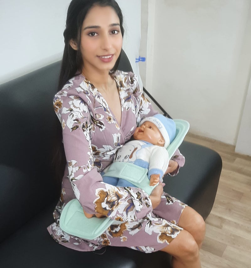 HOOPA 2-in-1 Infant Carrier for Newborn (0–4 Months) | Reclined Carrying & Breastfeeding Support | Strong Back Support | Indoor & Outdoor Use | Feeding Pillow | Nursing pad | Mint Green - Image 2