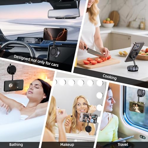 ZEXREL® 360° Vaccum Magnetic Phones Holder, Magnetic Car Phone Mount,Hands-Free Suction Cup Holder for Gym/Mirror/Shower,Mount Compatible All Mobile- (Car Holder 009) - Image 2