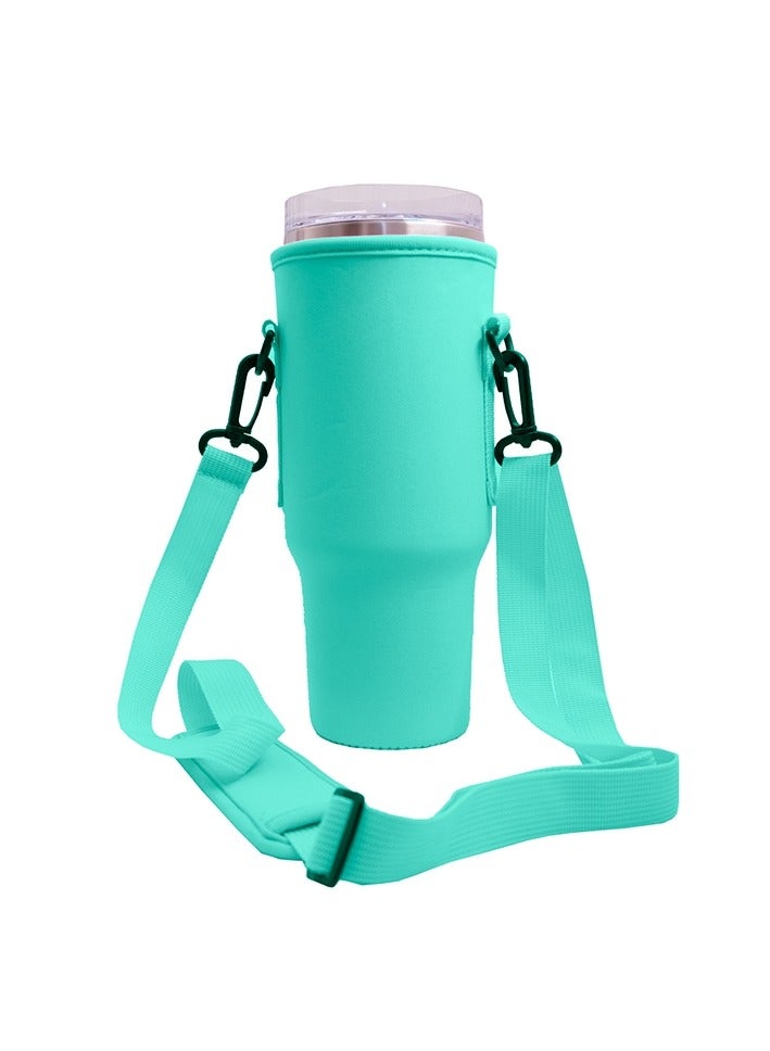 Raxoom For 40oz Stanley Quencher Water Bottle Carrier Bag Sleeve With Adjustable Shoulder Strap(Green) - Image 1