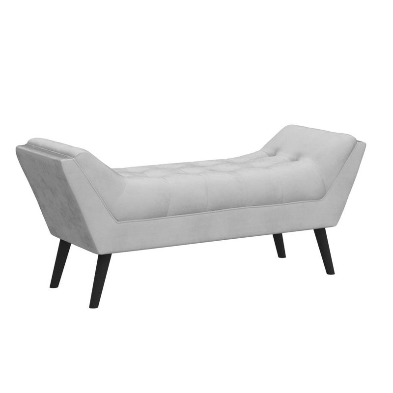 Andeworld Tufted Bed Bench Fabric Ottoman Footstools for Bed Room -Gray - Image 4