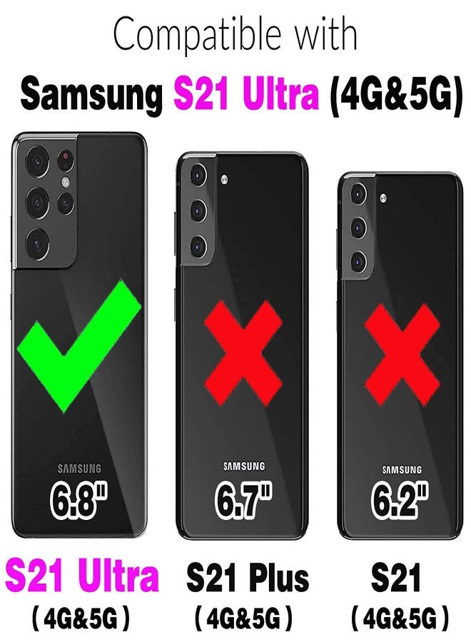 أسو ويش جراب هاتف Asuwish لهاتف سامسونج جالاكسي S21 ألترا 5G، غطاء محفظة بسحاب مع واقي شاشة من الزجاج المقوى وحامل بطاقات نقدية قابل للطي مع خاصية حجب RFID، لون بنفسجي للنساء والفتيات - Image 2