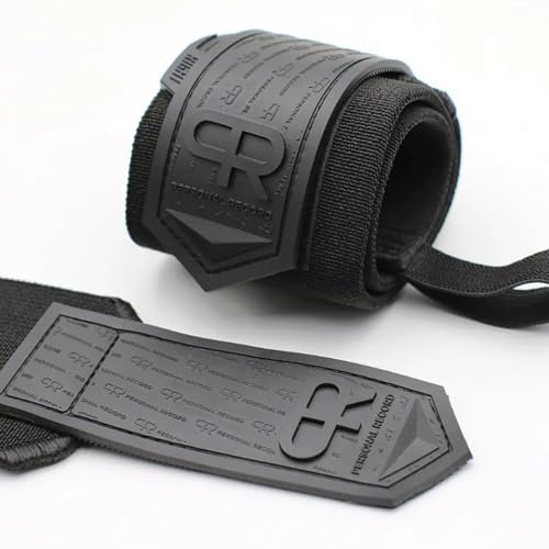 PR Personal Record Heavy Duty Premium Wrist Wraps, More Elasticity, Reinforced Stitching, Extra Wide Strap, Strong Thumb Loop, Larry Wheels Weightlifting Wraps, Lifting Wrist Wraps - All Black - Image 5
