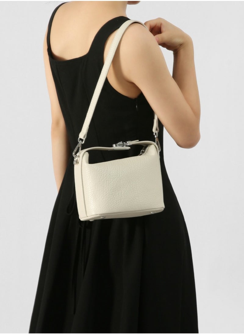 Loquat Womens Trendy Crossbody Purse Bags Shoulder Bag Cute Mini Top-Handle Handbag Cream White  - Image 3