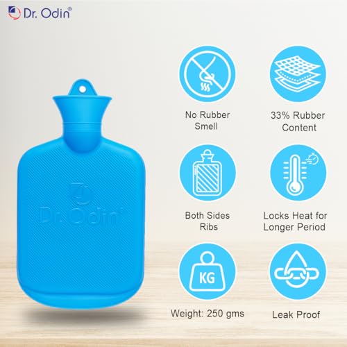 Dr.Odin Dr. Odin 2 Litre Hot Water Bag, Non Electric Leakproof Hot Water Bottle for Pain Relief, Reusable Heating Pad (Light Blue) - Image 2