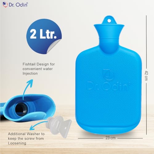 Dr.Odin Dr. Odin 2 Litre Hot Water Bag, Non Electric Leakproof Hot Water Bottle for Pain Relief, Reusable Heating Pad (Light Blue) - Image 3