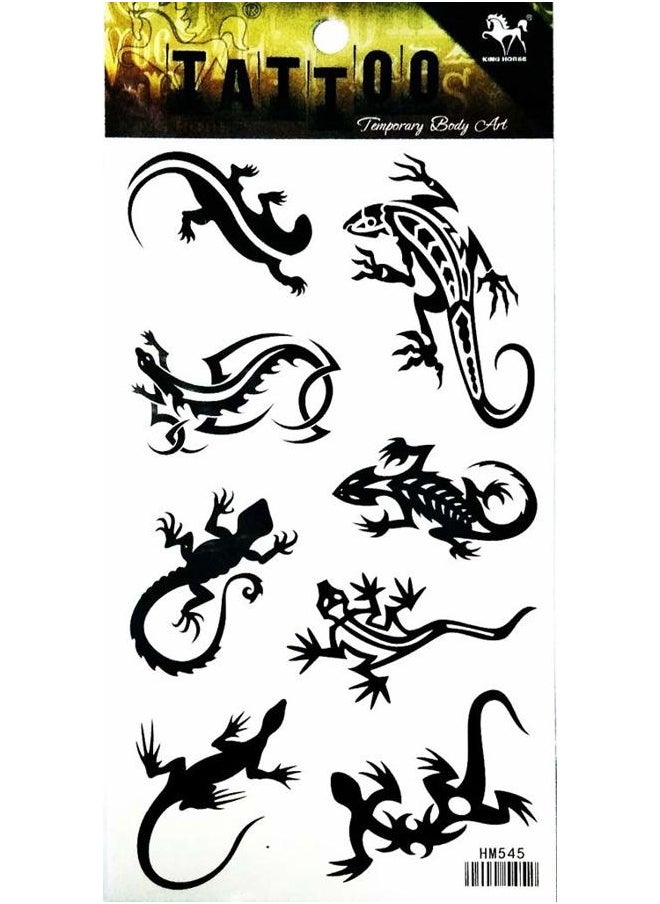 PP TATTOO - 1 Sheet Black Lizard Gekko Salamander Temporary Tattoo Stickers Waterproof Body Arm Tattoo Sticker for Men Women Make up Fake Tattoo Removable - Image 1