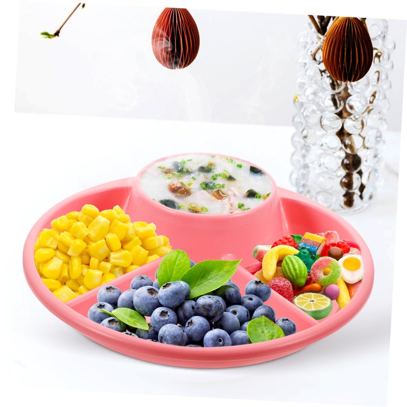 صينية التحكم في الحصص المقسّمة المتميزة - طبق وردي متعدد الاستخدامات للوجبات الخفيفة والفطور - طبق تقديم خالٍ من مادة BPA - Image 3
