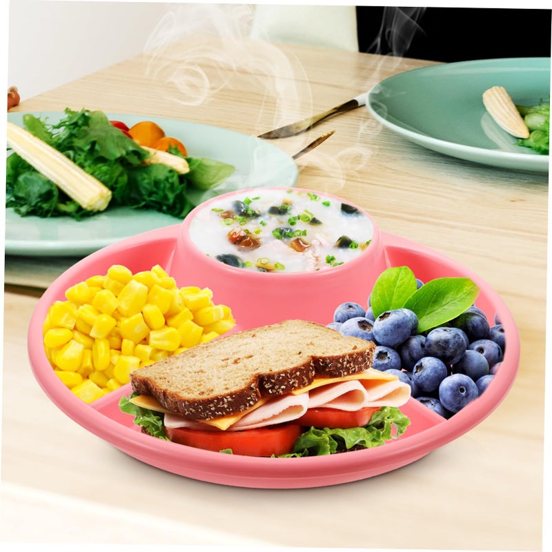صينية التحكم في الحصص المقسّمة المتميزة - طبق وردي متعدد الاستخدامات للوجبات الخفيفة والفطور - طبق تقديم خالٍ من مادة BPA - Image 5