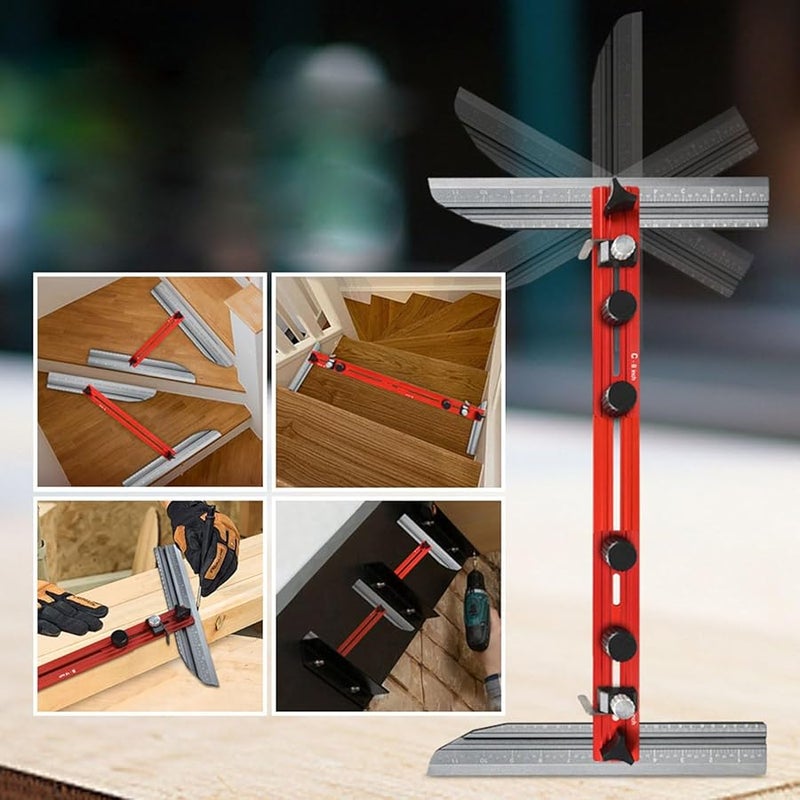 Aluminum Alloy Stair Tread Template Tool Set Measuring Jig Layout Scribe Tool - Image 4