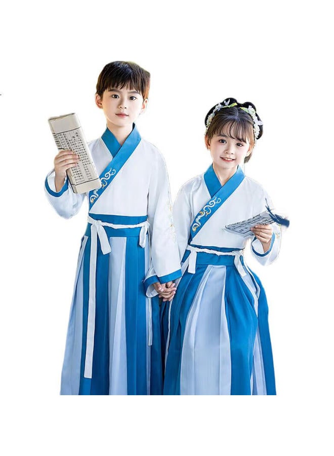 ROMON Children'S Hanfu, Boys And Girls Traditional Chinese Costume, New Chinese-Style Scholar'S Outfit, Student Graduation And Group Performance Clothing, Haiqing Color, Size 150 - Image 1