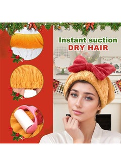 Generic Hair Quick Drying Hair Cap, 4 Pcs Towel Wrap for Wet Hair, Microfiber Wet Hair Dry Cap with Bow-Knot, Thickened Soft Absorbent Quick Drying Cap for Women with Long and Thick Hair  - Image 2