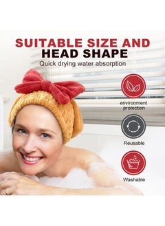 Generic Hair Quick Drying Hair Cap, 4 Pcs Towel Wrap for Wet Hair, Microfiber Wet Hair Dry Cap with Bow-Knot, Thickened Soft Absorbent Quick Drying Cap for Women with Long and Thick Hair  - Image 5