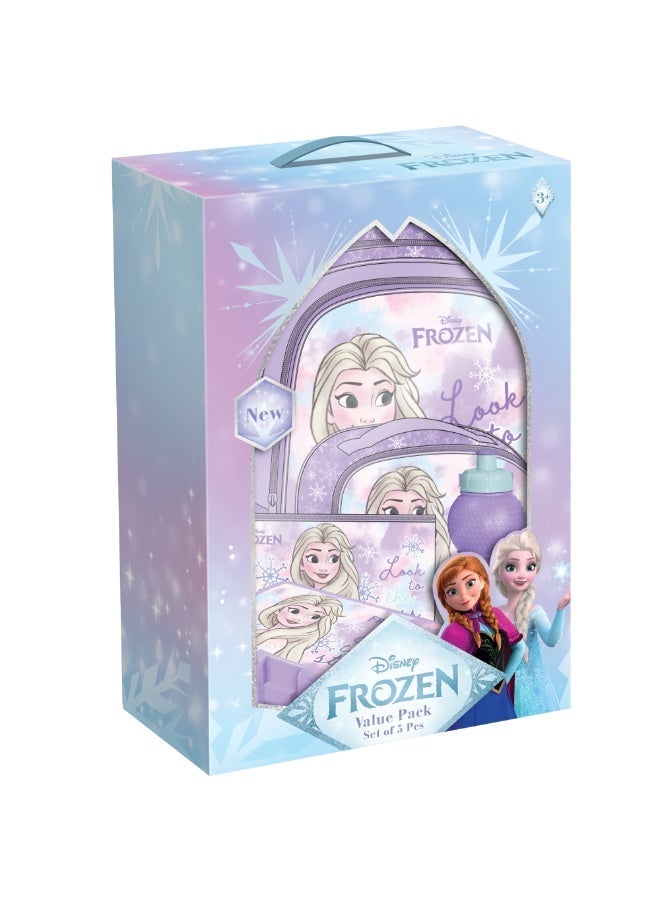 Disney Frozen 5-In-1 Value Pack with 16-Inch Trolley Backpack, Lunch Bag, Lunch Box, Bottle & Pouch - Image 2