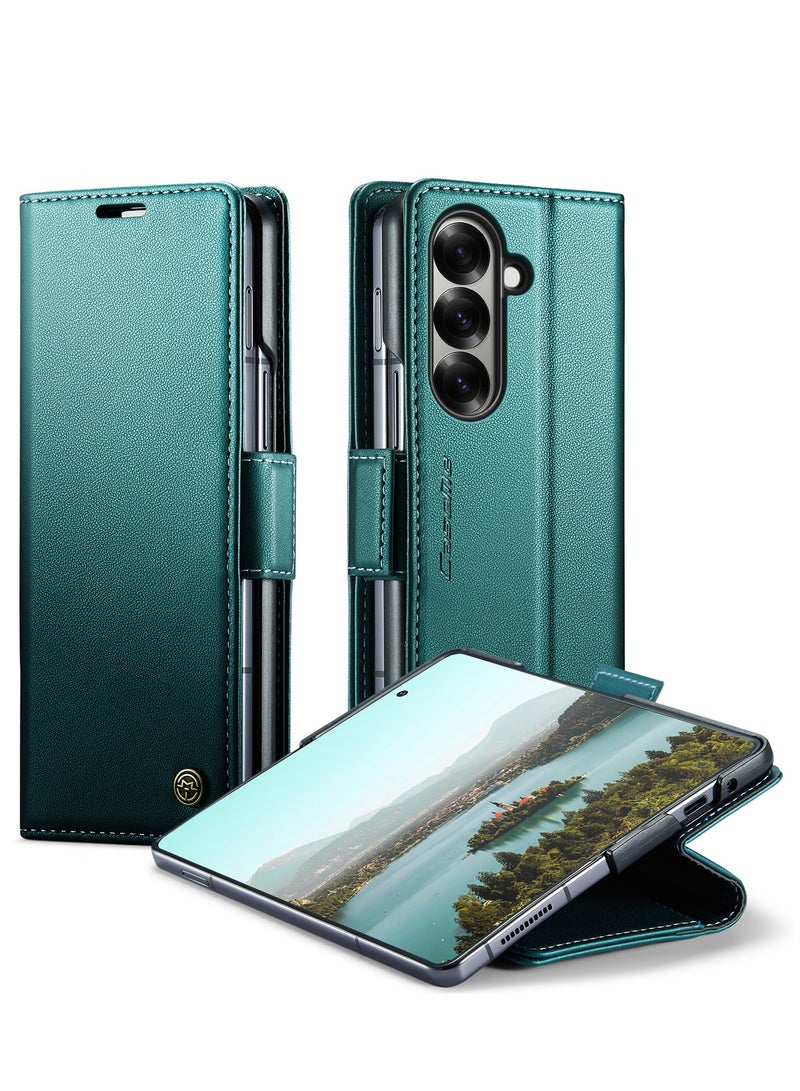 CaseMe For Samsung Galaxy Z Fold 7 Cover, PU Leather Flip Cover with Card Holder, RFID Blocking Magnetic Closure, Foldable Stand, Shockproof Wallet Case - Image 1