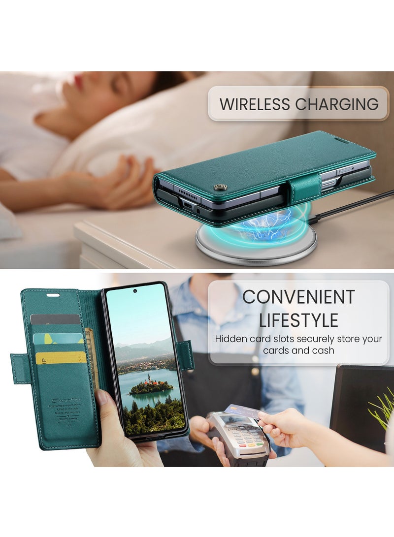 CaseMe For Samsung Galaxy Z Fold 7 Cover, PU Leather Flip Cover with Card Holder, RFID Blocking Magnetic Closure, Foldable Stand, Shockproof Wallet Case - Image 4