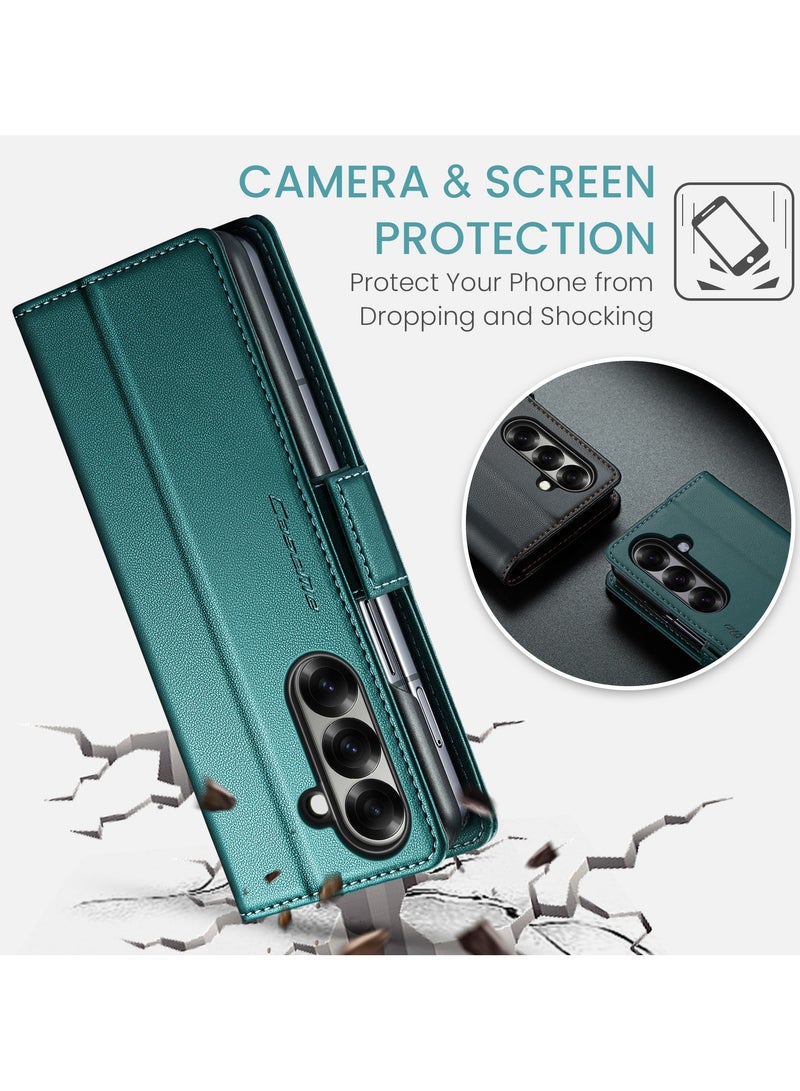 CaseMe For Samsung Galaxy Z Fold 7 Cover, PU Leather Flip Cover with Card Holder, RFID Blocking Magnetic Closure, Foldable Stand, Shockproof Wallet Case - Image 5