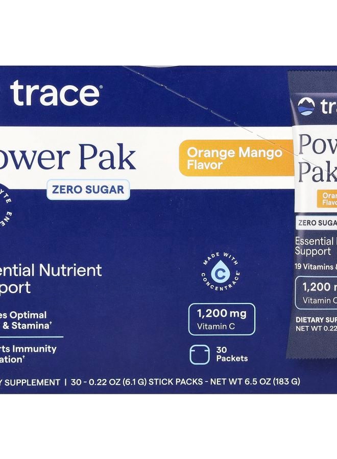 Trace Minerals Power Pak Zero Sugar Orange Mango 30 Packets 0.22 oz (6.1 g) Each
