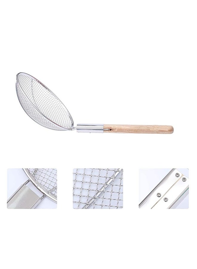 A TO Z 24 cm Stainless Steel Skimmer with Wooden Handle, 61 cm Total Length – Fine Mesh Frying Strainer for Pasta, Snacks, Soups & Draining Tasks  - Image 5