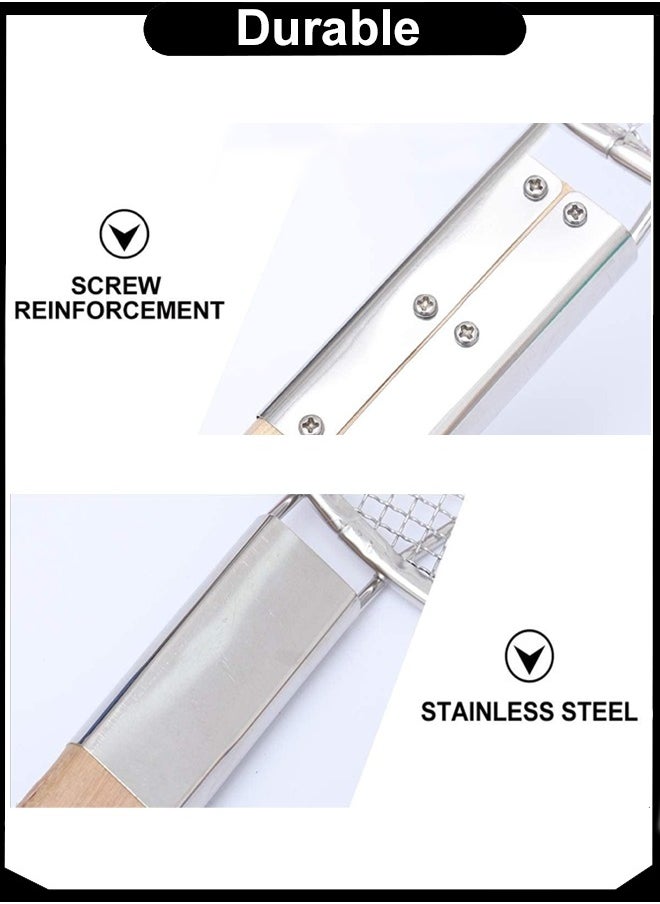 A TO Z 24 cm Stainless Steel Skimmer with Wooden Handle, 61 cm Total Length – Fine Mesh Frying Strainer for Pasta, Snacks, Soups & Draining Tasks  - Image 4