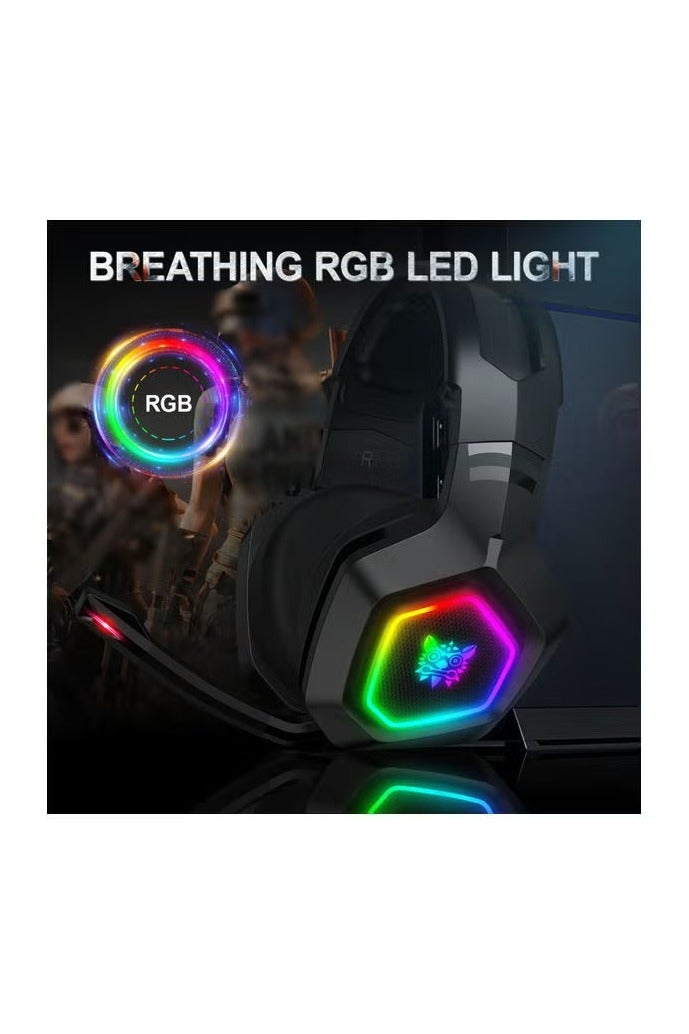 onikuma K10 RGB Gaming Wired Headset with Mic, Professional Gaming Headset For PS4/PS5/XOne/XSeries/Nintendo Switch/PC -Wired - Image 4