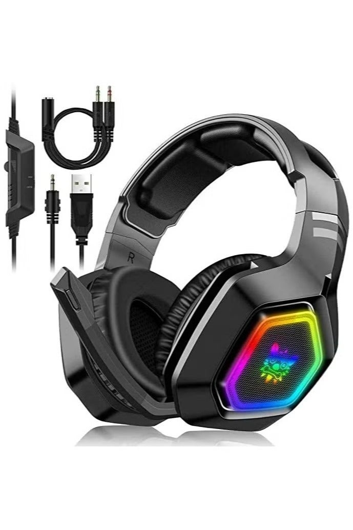 onikuma K10 RGB Gaming Wired Headset with Mic, Professional Gaming Headset For PS4/PS5/XOne/XSeries/Nintendo Switch/PC -Wired - Image 1