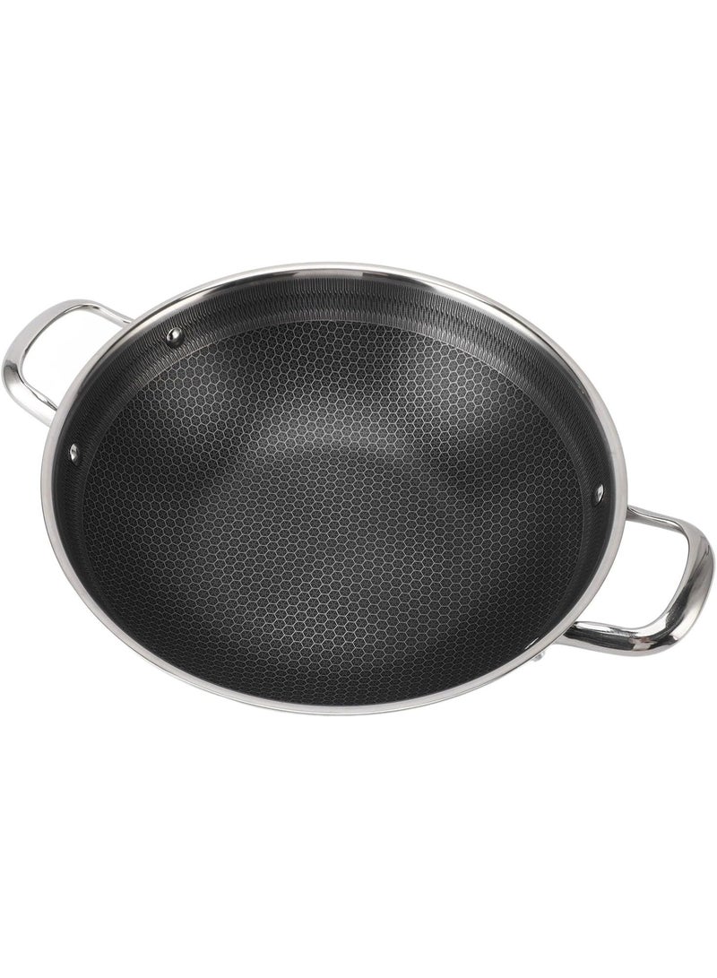 كيتشينو مقلاة 316SUS بتصميم فريد مزدوج الجوانب، مقلاة تسخين بمقبض مزدوج، سهلة الاستخدام من الفولاذ المقاوم للصدأ لموقد الغاز (30 سم) - Image 3