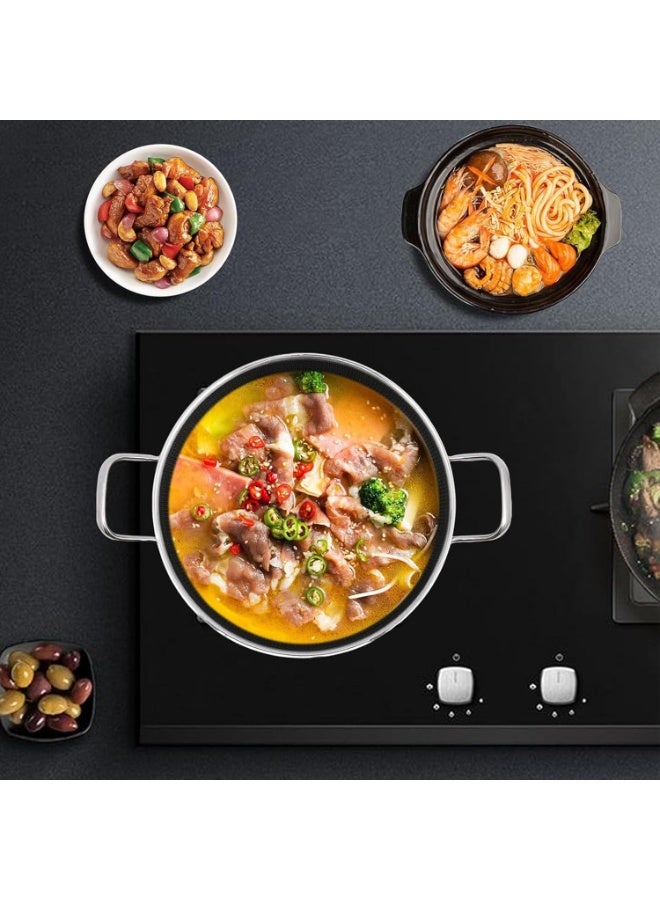 كيتشينو مقلاة 316SUS بتصميم فريد مزدوج الجوانب، مقلاة تسخين بمقبض مزدوج، سهلة الاستخدام من الفولاذ المقاوم للصدأ لموقد الغاز (30 سم) - Image 5