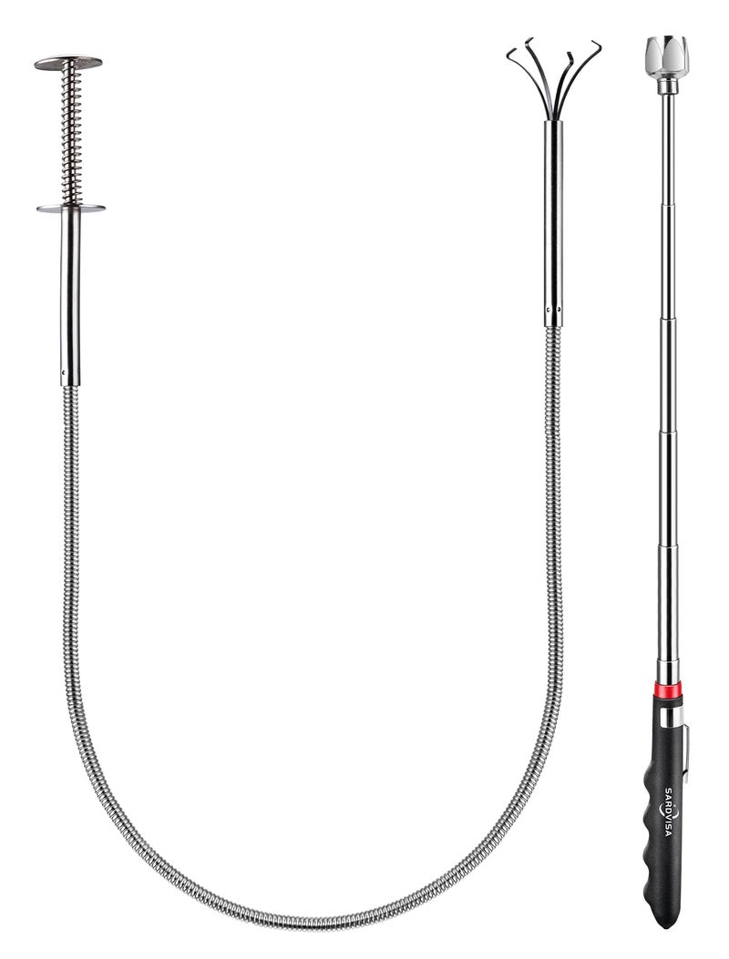 SARDVISA 2 Pack Pickup Tool Set, 25 LB Telescoping Magnet Grabber Tool with Pocket Clip and 24 IN Flexible Claw Grabber Reacher Tool, Combo Grabbing Set with Anti-Rust Zinc Coating for Multipurpose Picking up - Image 1
