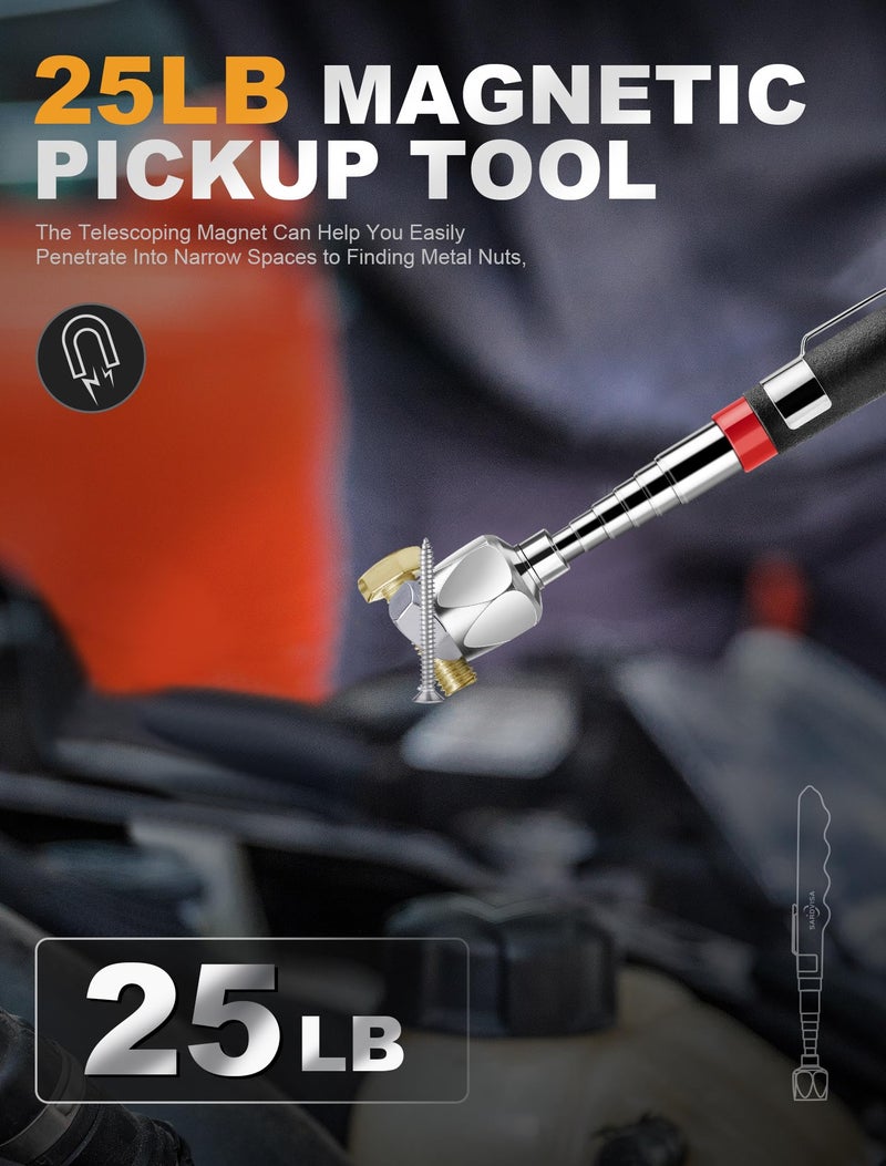 SARDVISA 2 Pack Pickup Tool Set, 25 LB Telescoping Magnet Grabber Tool with Pocket Clip and 24 IN Flexible Claw Grabber Reacher Tool, Combo Grabbing Set with Anti-Rust Zinc Coating for Multipurpose Picking up - Image 5