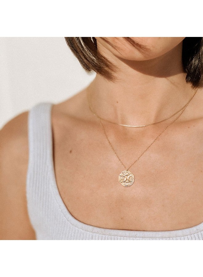 Fettero Women'S Necklace 14K Gold Plated Coin Pendant Necklace Hammered With Star Moon Trendy Dainty Necklace Simple Delicate Handmade Gold Necklace Jewelry For Women - Image 4