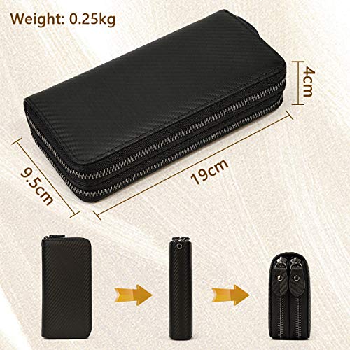 LUUFAN Men's Genuine Leather Long Wallet Chain Wallet Card holder Wallet with Coin Pocket (1008-Black) - Image 2