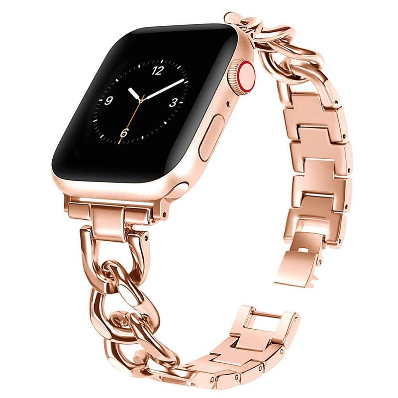 erorex For Apple Watch 38 / 40 / 41 / S10 42Mm Double Circle Metal Watch Band(Rose Gold) - Image 1