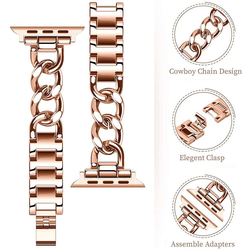 erorex For Apple Watch 38 / 40 / 41 / S10 42Mm Double Circle Metal Watch Band(Rose Gold) - Image 4