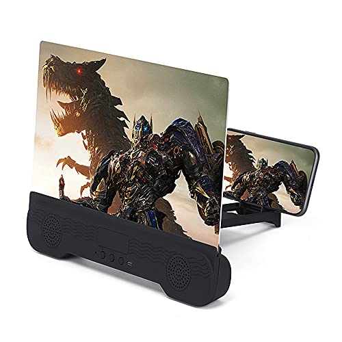 CHANGAIDA 14 Inch Phone Screen Amplifier with Bluetooth Speaker Foldable Phone Holder Suit for All Smartphones (Black) - Image 4