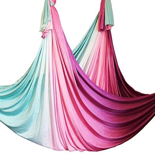 wellsem Aerial Yoga Hammock Aerial Pilates Silk Yoga Swing Set include Carabiners daisy Chain, Pose Guide 5.5 yards Set (Fabric only -Fairy) - Image 2