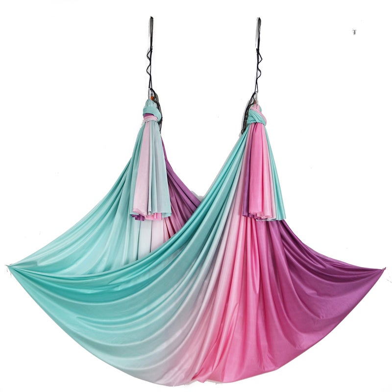 wellsem Aerial Yoga Hammock Aerial Pilates Silk Yoga Swing Set include Carabiners daisy Chain, Pose Guide 5.5 yards Set (Fabric only -Fairy) - Image 4