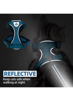 PUPTECK PUPTECK Cat Harness and Leash Set Escape Proof Reflective Cat Walking Harness Adjustable Soft Breathable Mesh Vest for Small Pets, Blue, S  - Image 5