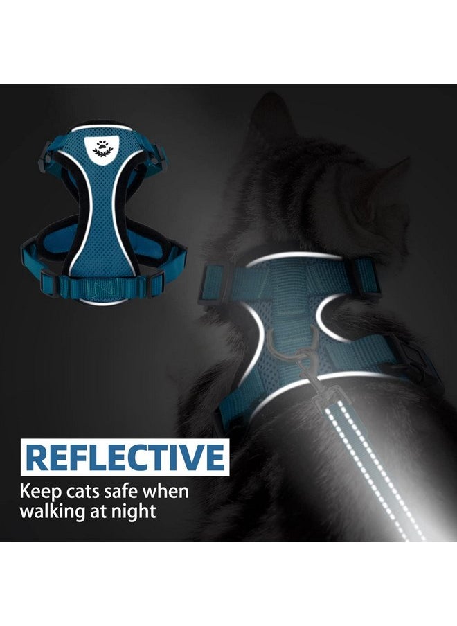 PUPTECK - PUPTECK Cat Harness and Leash Set Escape Proof Reflective Cat Walking Harness Adjustable Soft Breathable Mesh Vest for Small Pets, Blue, S - Image 1