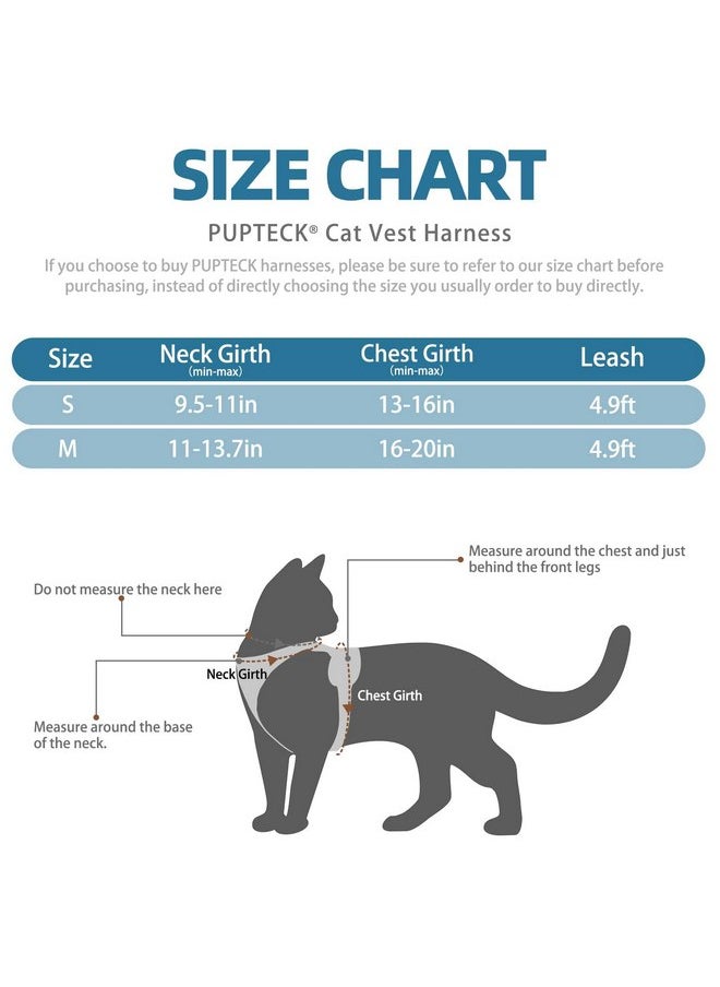 PUPTECK - PUPTECK Cat Harness and Leash Set Escape Proof Reflective Cat Walking Harness Adjustable Soft Breathable Mesh Vest for Small Pets, Blue, S - Image 1