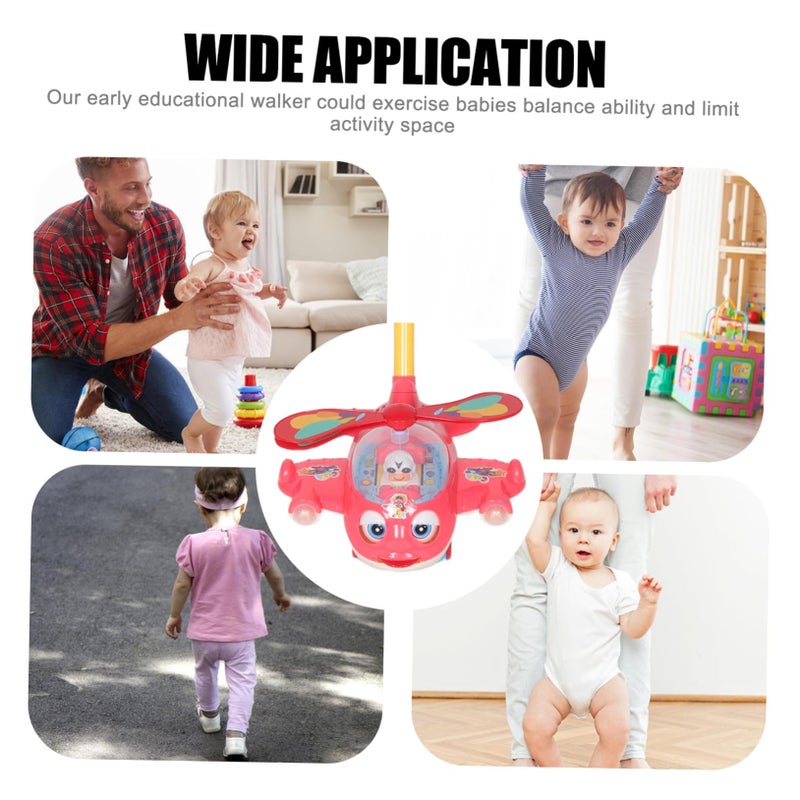 Red Height Adjustable Toddler Walker Cart With Whistle Push Toy For Early Walking - Image 4