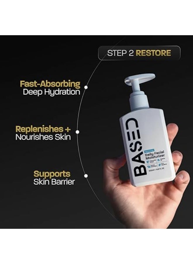 BASED BODYWORKS Men's Daily Face Moisturizer - Daily Facial Moisturizer with Squalane & Rosehip Oil - Strengthens Skin Barrier - All Skin Types (6.8 Fl Oz Pack of 1) - Image 2