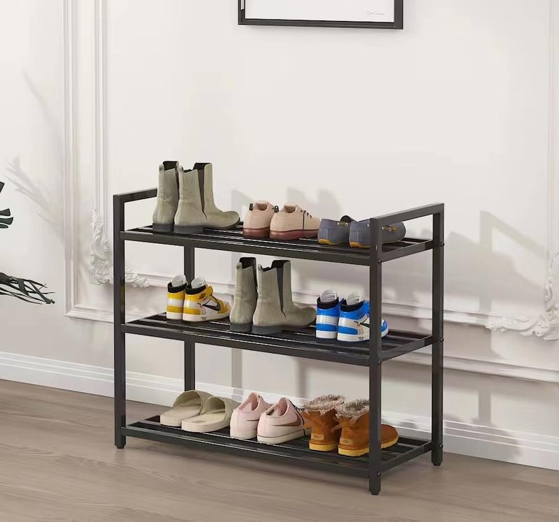 Milad SAIFIX 3 Tier Shoe Rack Metal Chappal Stand | Sneakers Slippers Stand | Footwear Rack | Bookshelf | Storage Organizer | Kitchen Storage - 70x25x60cm - Image 2