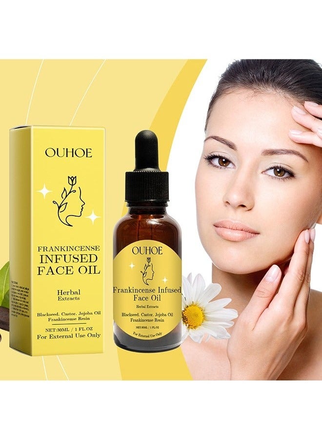 OUHOE Frankincense Infused Face Oil,Organic Black Seed Castor & Jojoba Oils,Frankincense Resin Oil Essential,Cold Pressed Serum Anti-Aging Wrinkle 30ML - Image 1