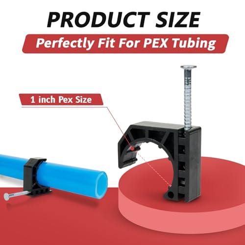 EFIELD (Pack of 50) EFIELD Black Color Half Clamp Fixture, J-Hook with Nail For 1-inch PEX Tubing/Pipe Support (1-Inch),(PPSU1807021) - Image 2