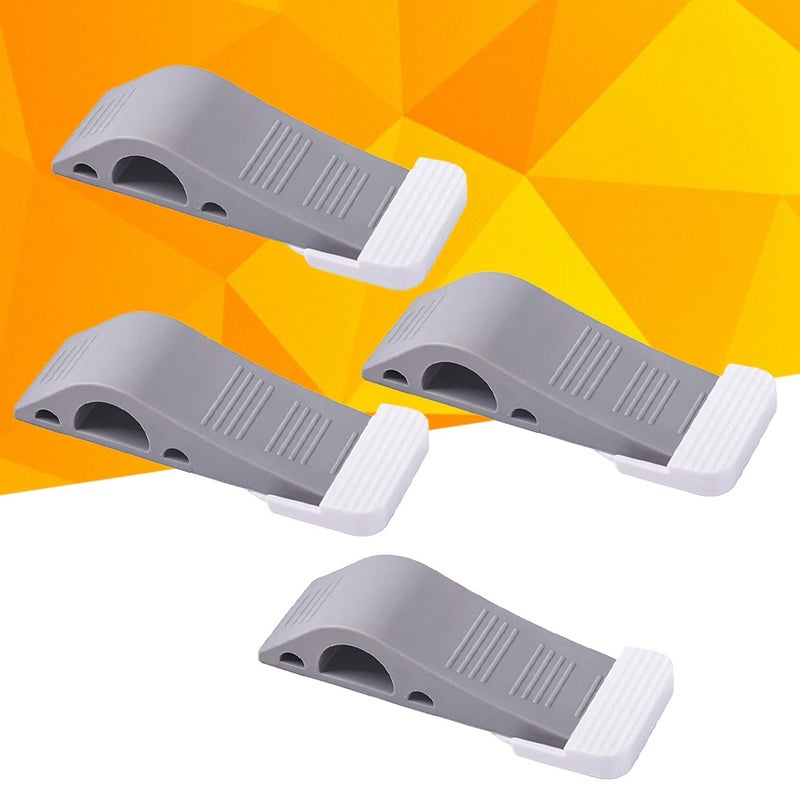 4 Pcs 12.4x3.9x2.5cm Door Premium Rubber Door Stops Heavy Duty Door Stop with Free Decorative Holders Portable Doorstops Work All Floor for Home Office School (Gray) - Image 1