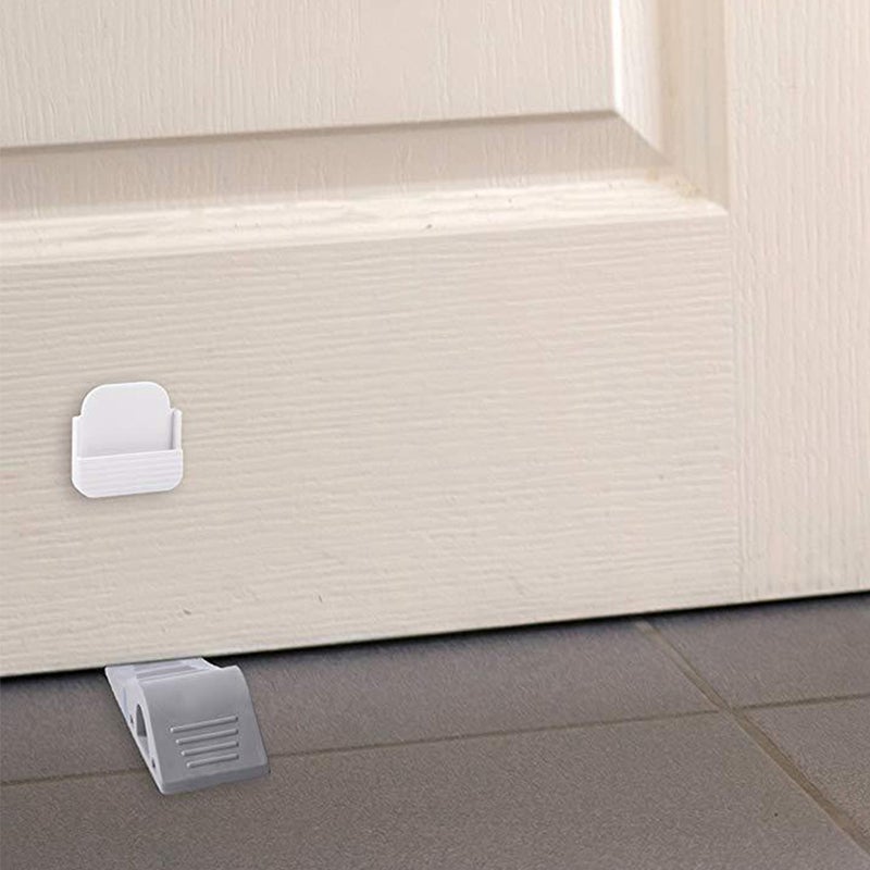 4 Pcs 12.4x3.9x2.5cm Door Premium Rubber Door Stops Heavy Duty Door Stop with Free Decorative Holders Portable Doorstops Work All Floor for Home Office School (Gray) - Image 5