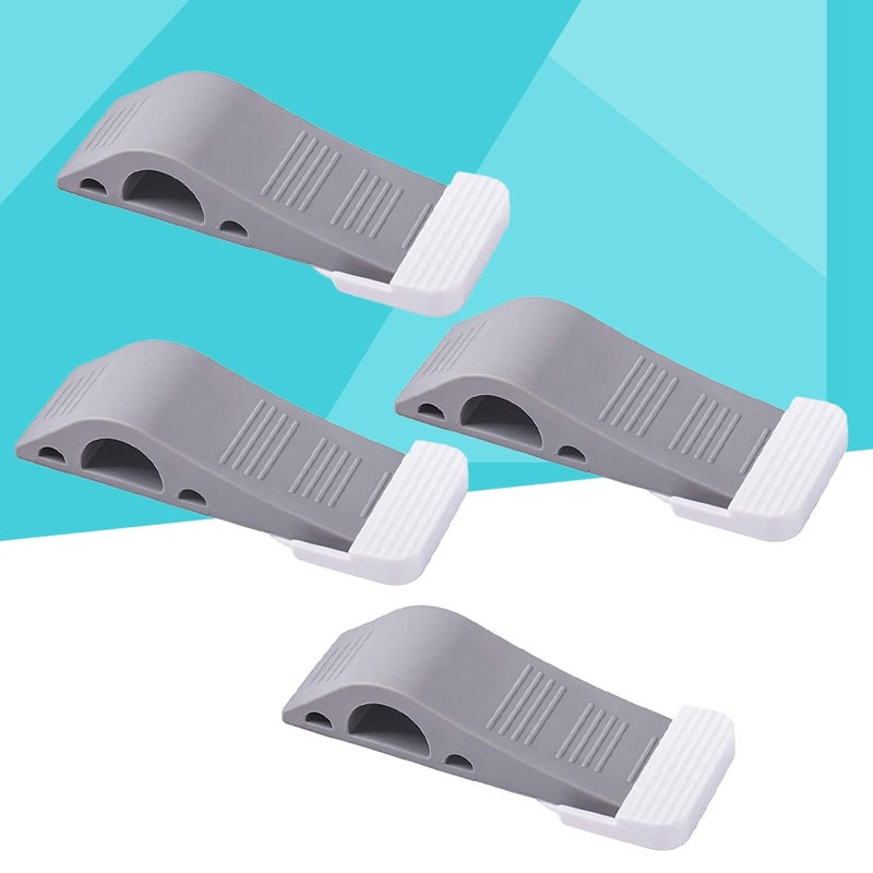 4 Pcs 12.4x3.9x2.5cm Door Premium Rubber Door Stops Heavy Duty Door Stop with Free Decorative Holders Portable Doorstops Work All Floor for Home Office School (Gray) - Image 4