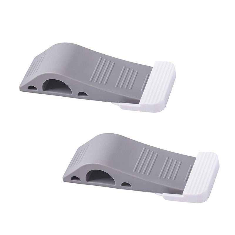 4 Pcs 12.4x3.9x2.5cm Door Premium Rubber Door Stops Heavy Duty Door Stop with Free Decorative Holders Portable Doorstops Work All Floor for Home Office School (Gray) - Image 2