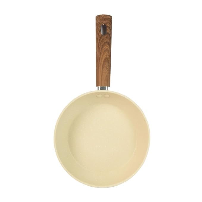 KERFORA NonStick Egg Frying Pan with Blocks Aluminium Fry Pan for Cooking Wooden Handle Egg Omelette Pan Round Pan with Detachable Handle 1 pcs White - Image 2